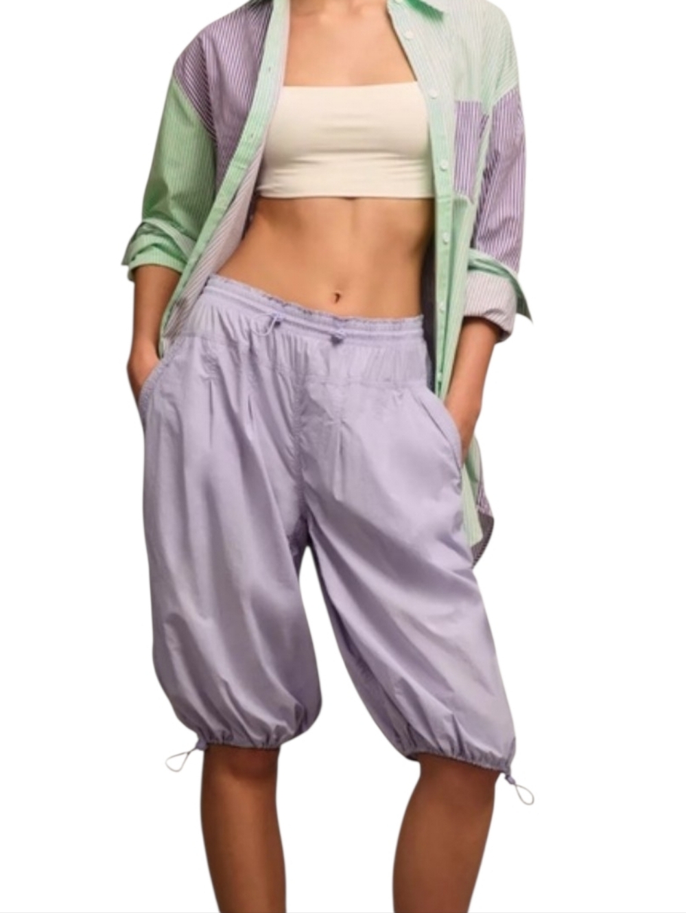 Anthropologie Daily Parctice Bermuda Parachute Shorts Women's Small Lilac Purple